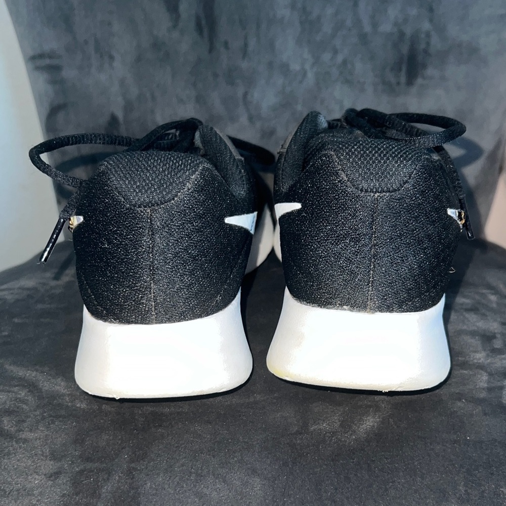 Rhinestone Nike Tanjun Black Sneakers with Animal Print Swoosh - Picture 8 of 10